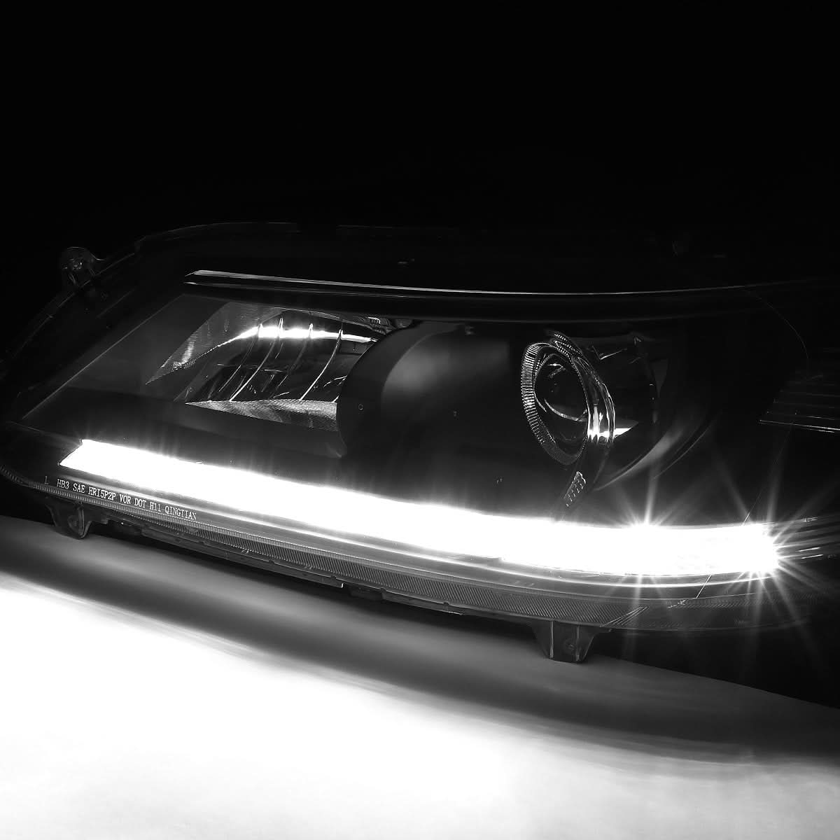 2013-2015 Honda Accord LED DRL Projector Headlights Black Housing