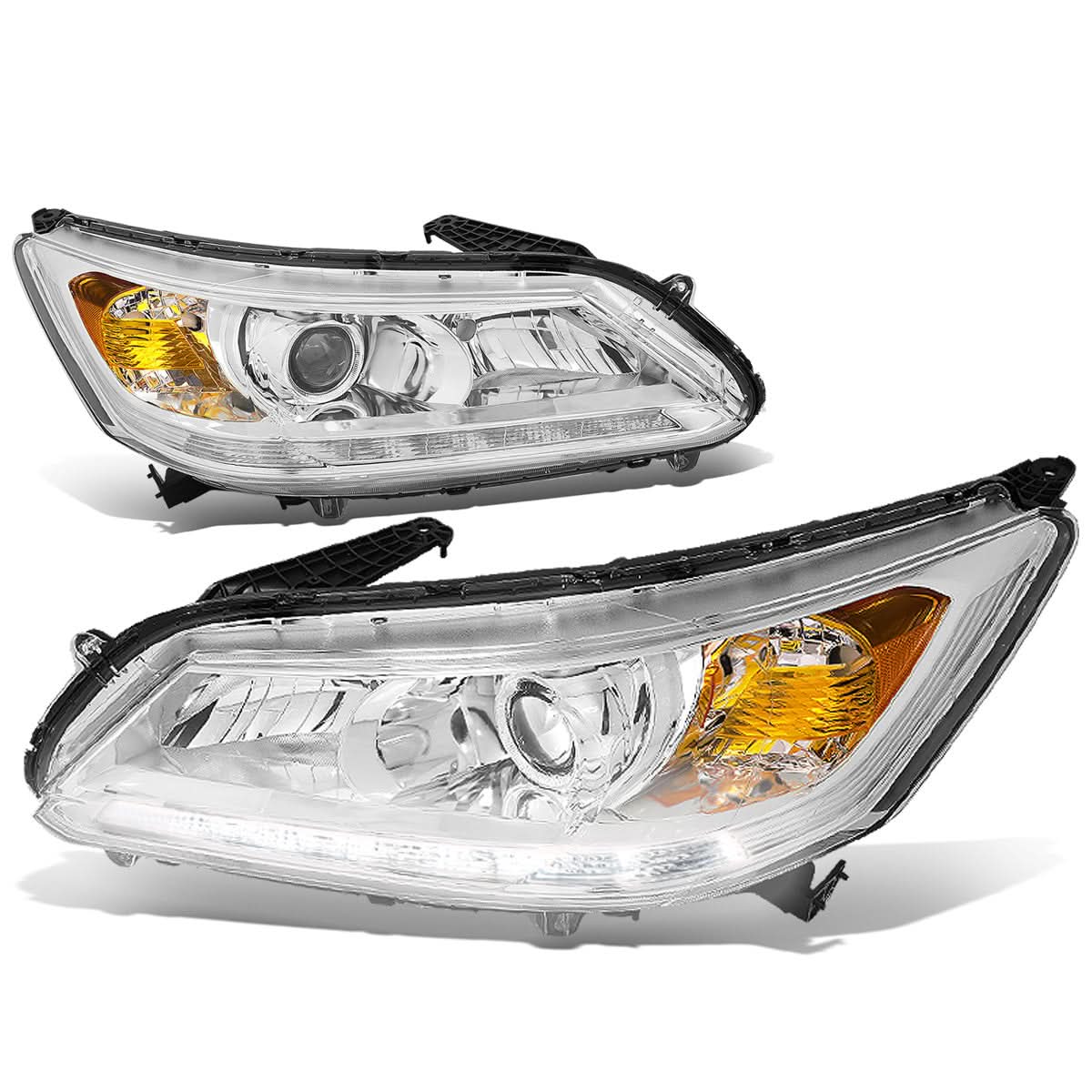 2013-2015 Honda Accord LED DRL Projector Headlights Chrome