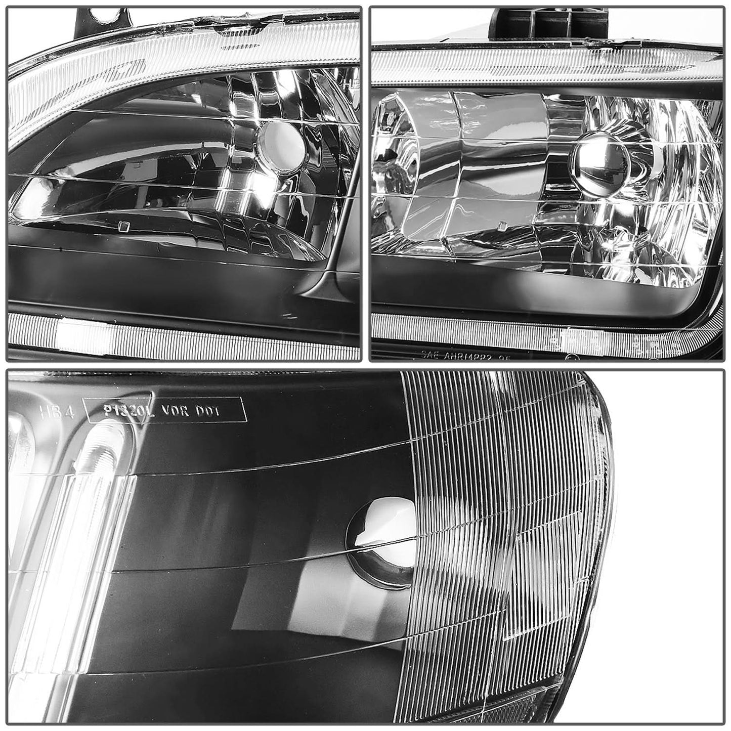 98-02 Honda Accord LED DRL Headlights - Black Housing / Amber Corner