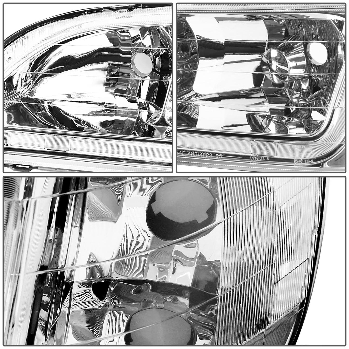 98-02 Honda Accord LED DRL Headlights Chrome Housing Amber Corner
