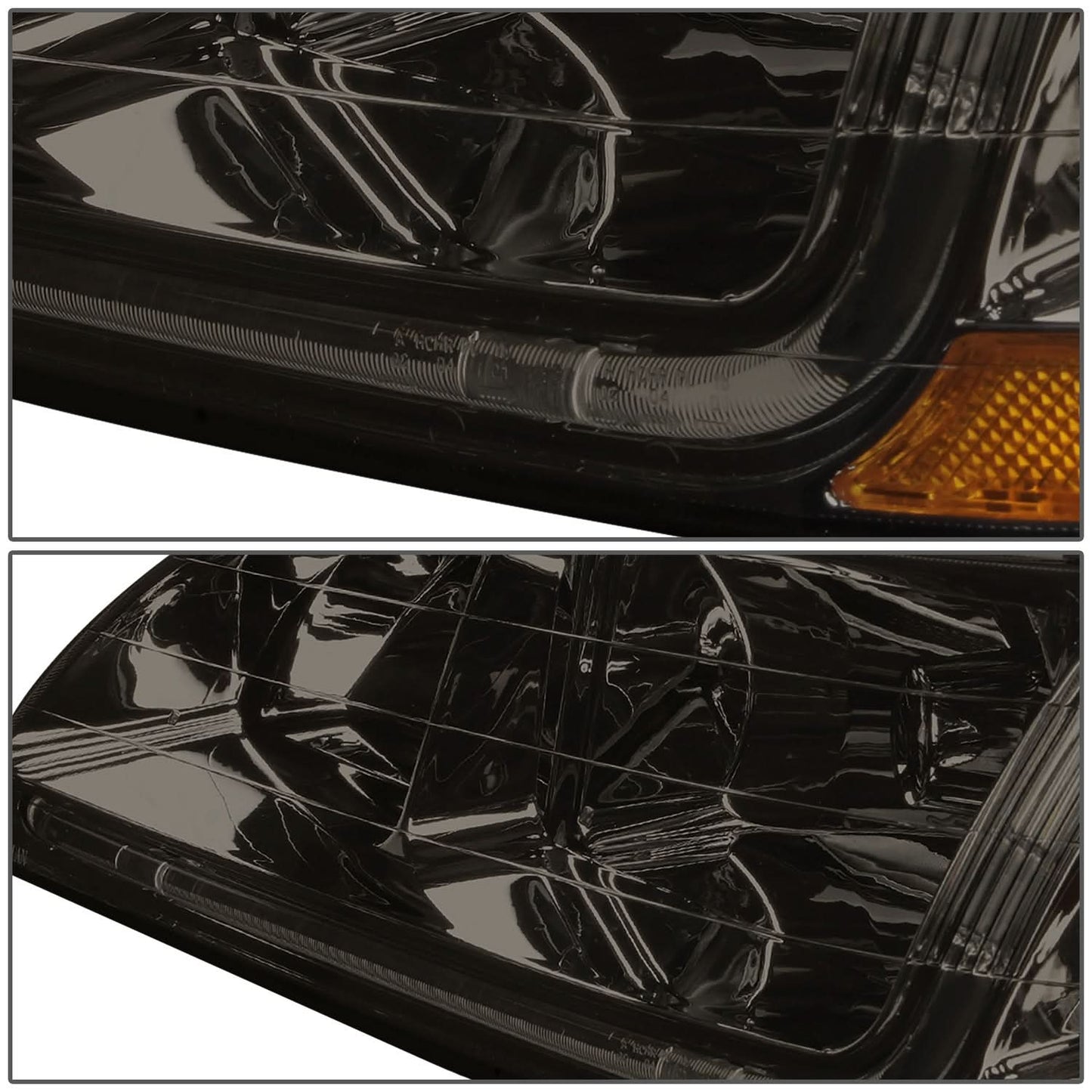 98-02 Honda Accord LED DRL Headlights - Smoke Housing Amber Corner