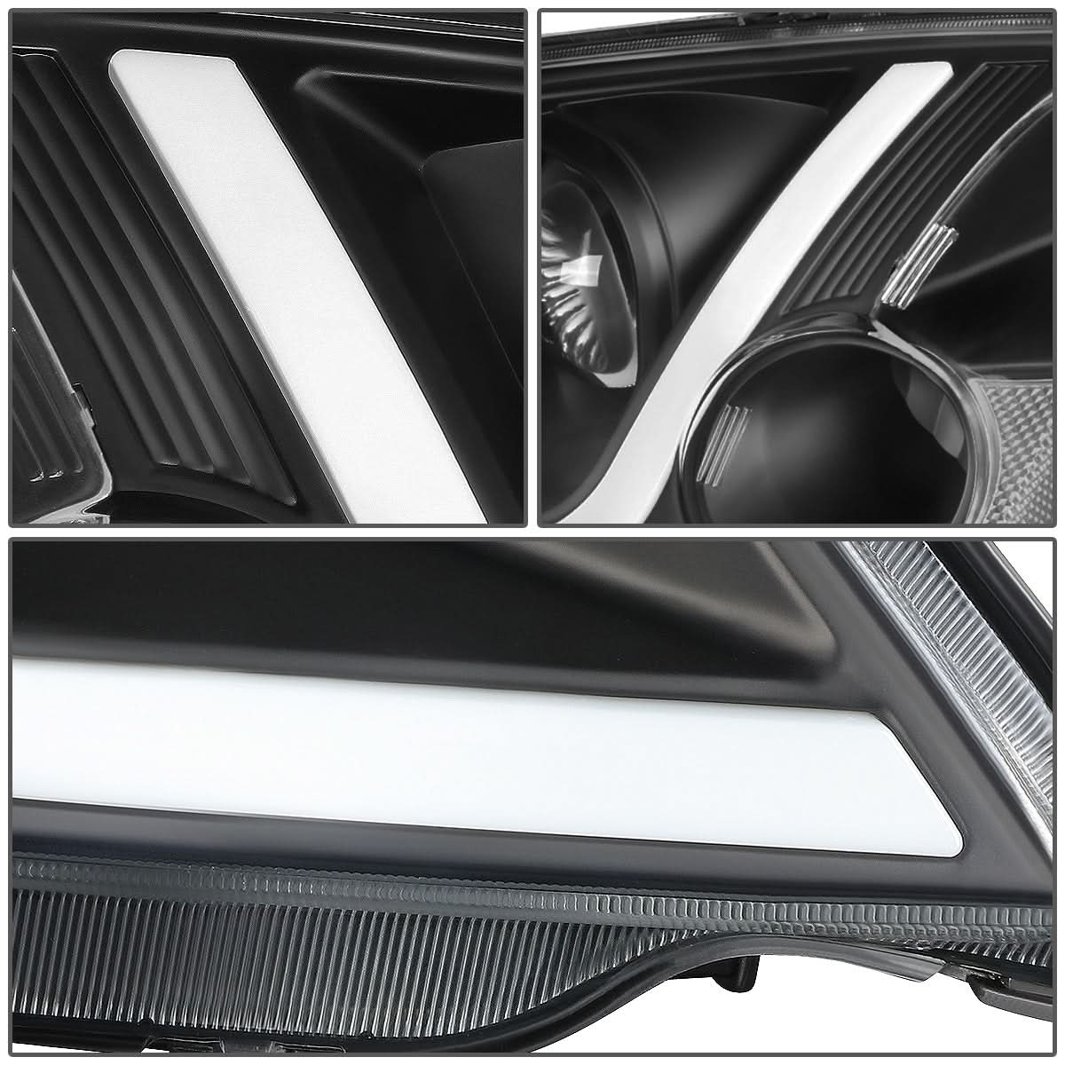 01-03 Honda Civic LED DRL Projector Headlights Black Housing