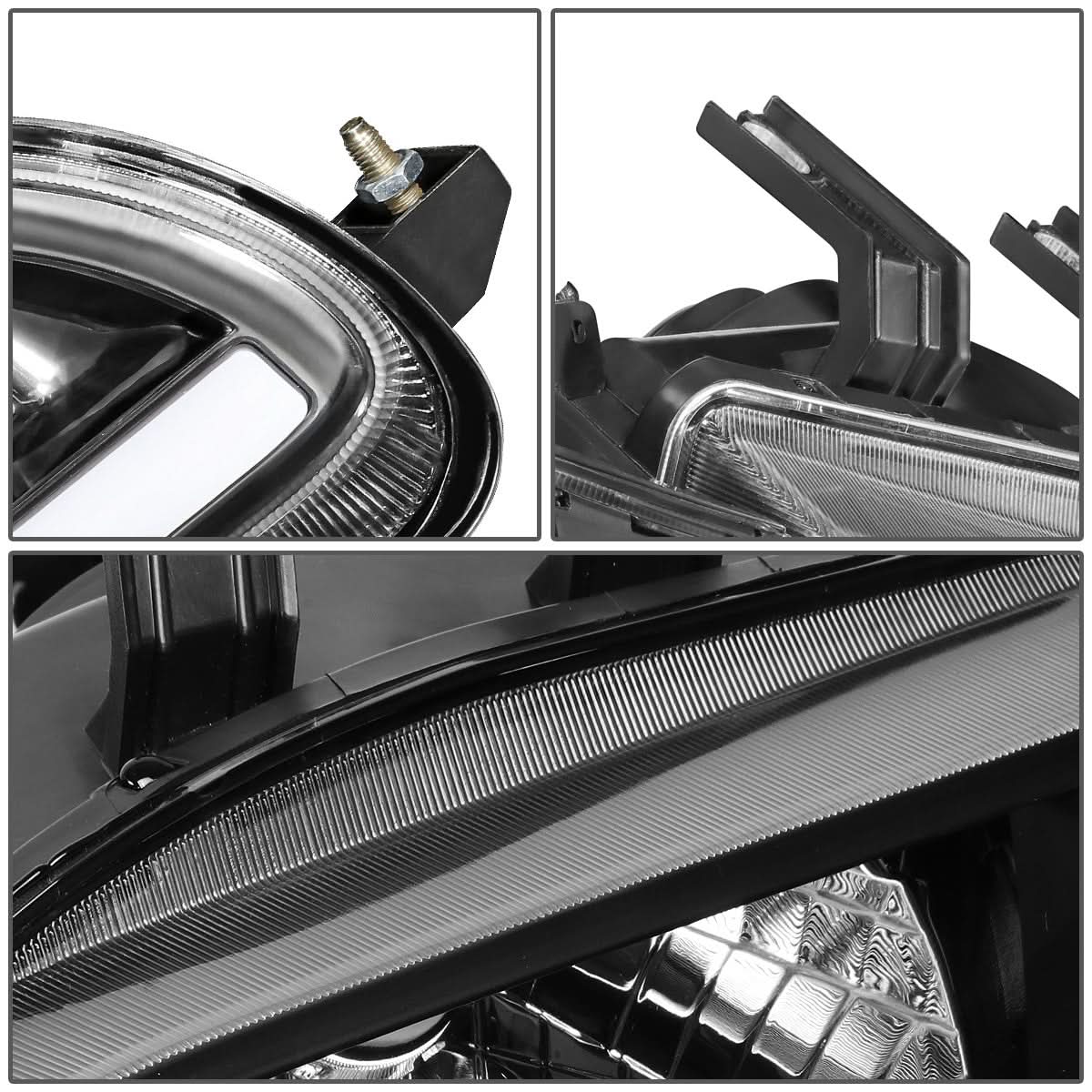 92-95 Honda Civic LED DRL Headlights Black Housing Clear Corner