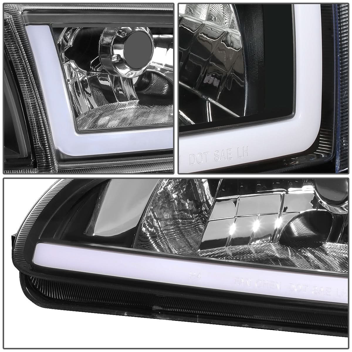 92-95 Honda Civic LED DRL Headlights Black Housing Clear Corner