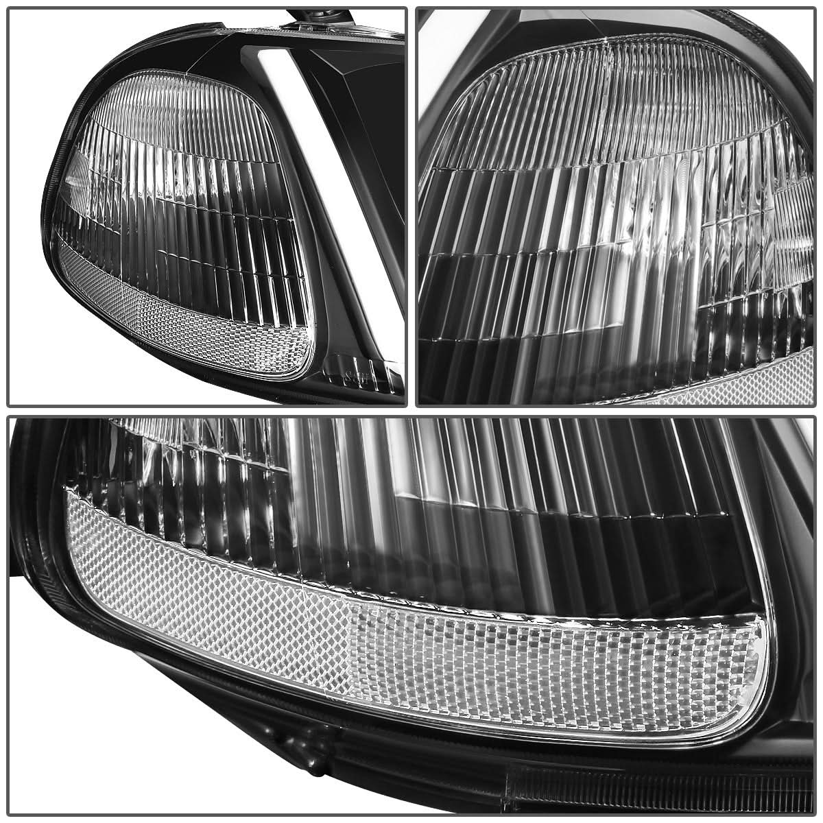 96-98 Honda Civic LED DRL Projector Headlights Black Housing