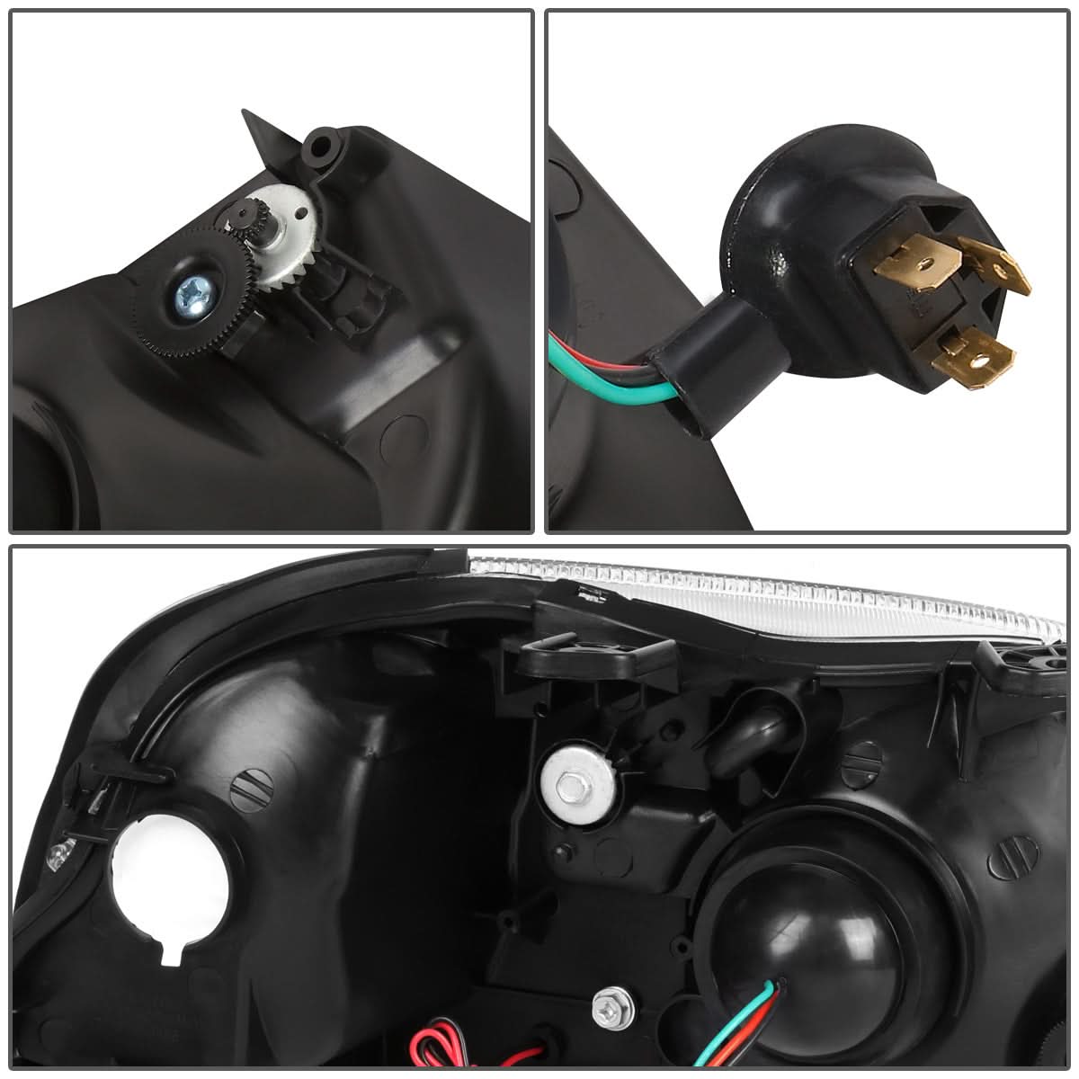 99-00 Honda Civic LED DRL Projector Headlights Black Housing