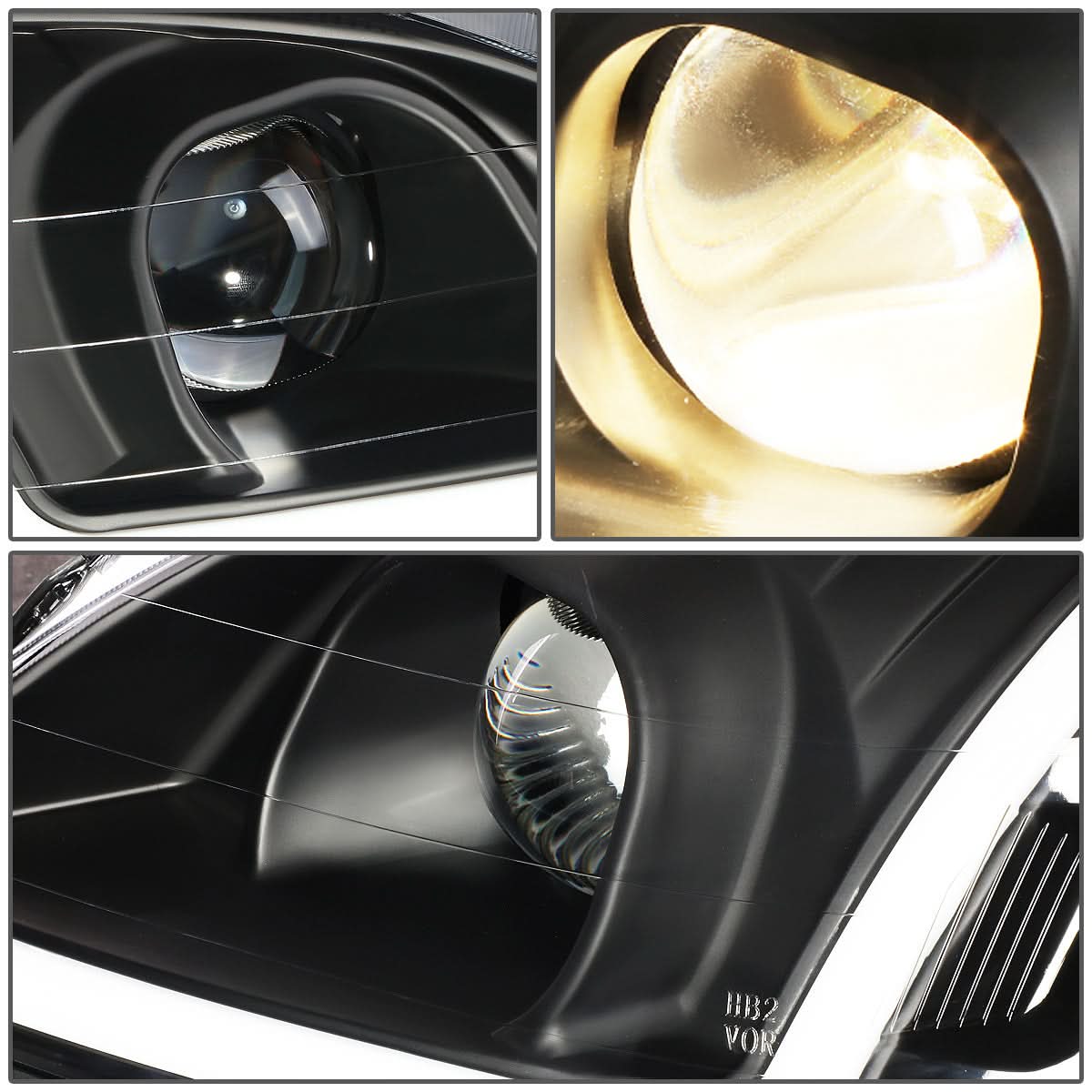 99-00 Honda Civic LED DRL Projector Headlights Black Housing