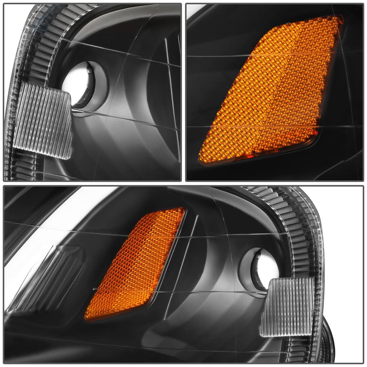 99-00 Honda Civic LED DRL Projector Headlights Black Housing