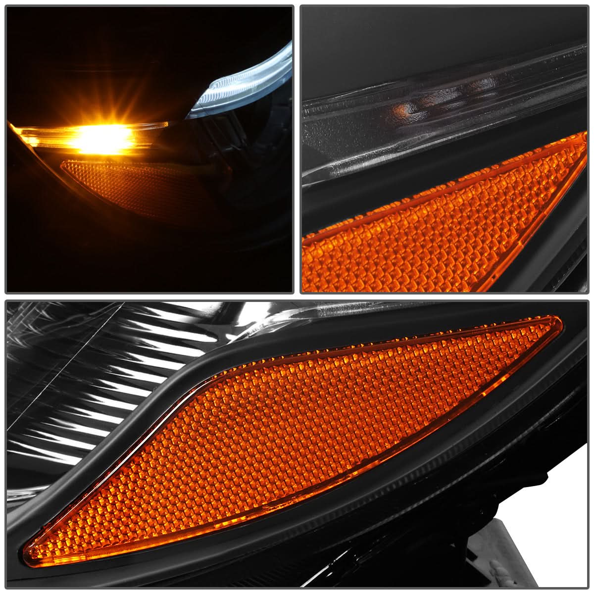 2014-2015 Kia Sorento LED DRL Headlights - Black Housing
