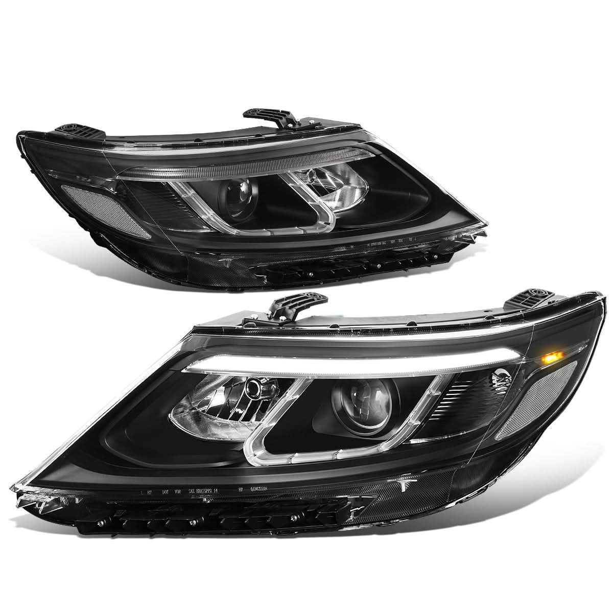 2014-2015 Kia Sorento LED DRL Headlights - Black Housing Clear Corner