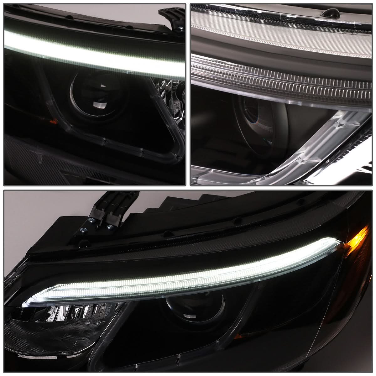 2014-2015 Kia Sorento LED DRL Headlights - Black Housing Clear Corner