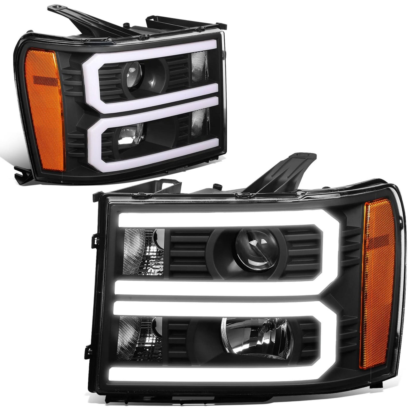 07-13 GMC Sierra 1500 / 07-14 Sierra 2500 3500 Dual U-Bar LED DRL Headlights