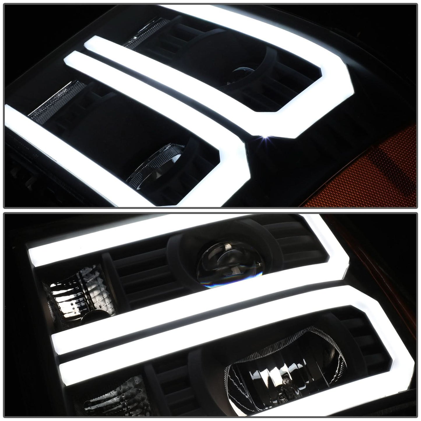07-13 GMC Sierra 1500 / 07-14 Sierra 2500 3500 Dual U-Bar LED DRL Headlights