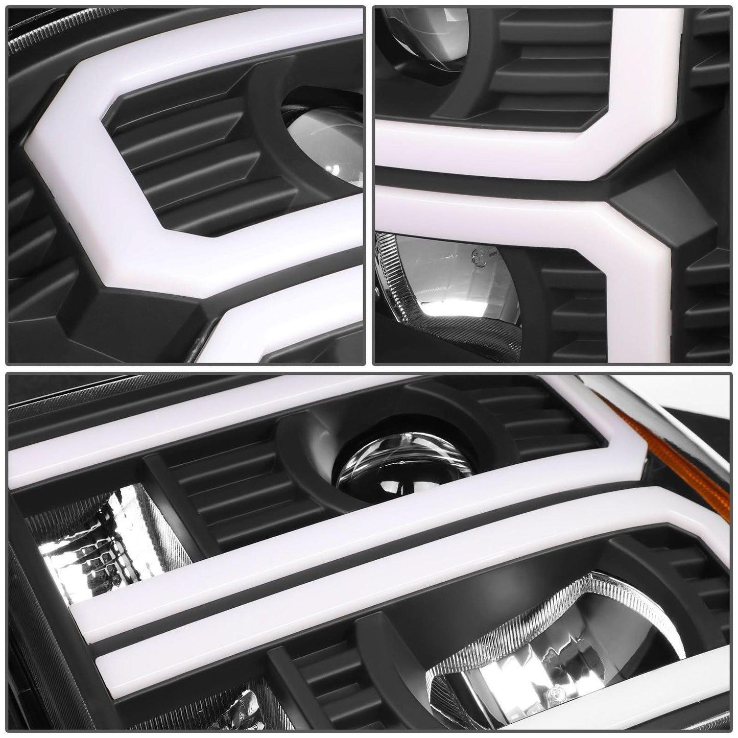 07-13 GMC Sierra 1500 / 07-14 Sierra 2500 3500 Dual U-Bar LED DRL Headlights