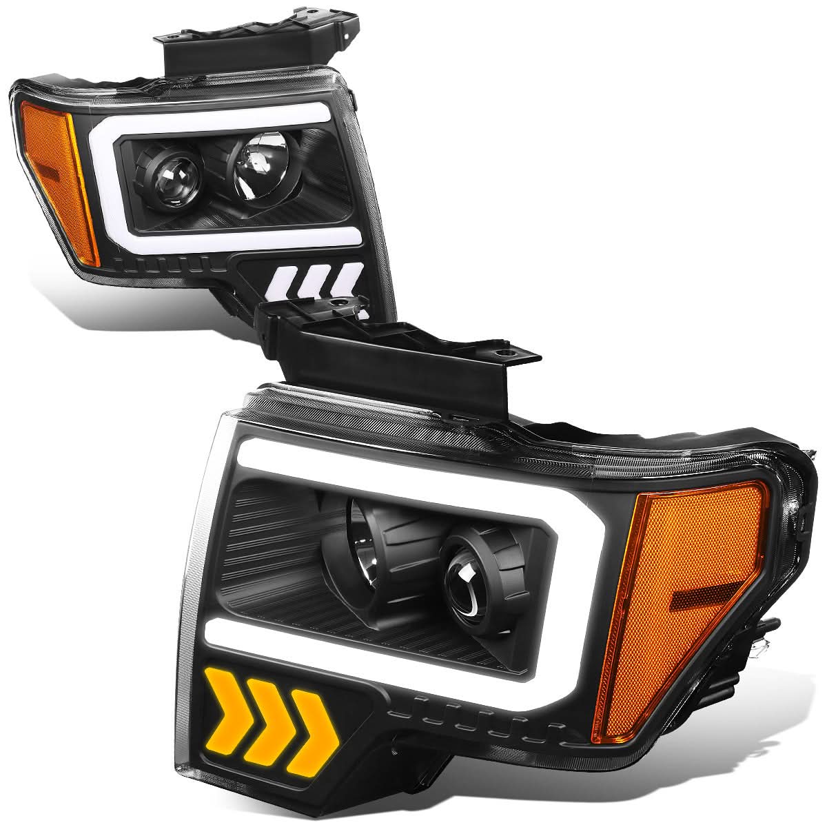 09-14 Ford F-150 LED DRL Projector Headlights Black Housing