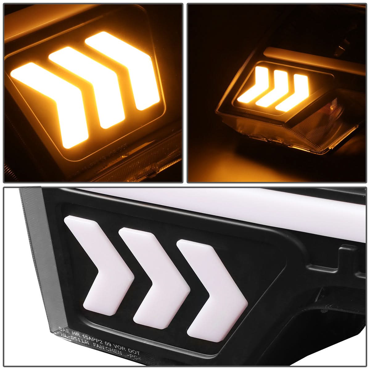 09-14 Ford F-150 LED DRL Projector Headlights Black Housing