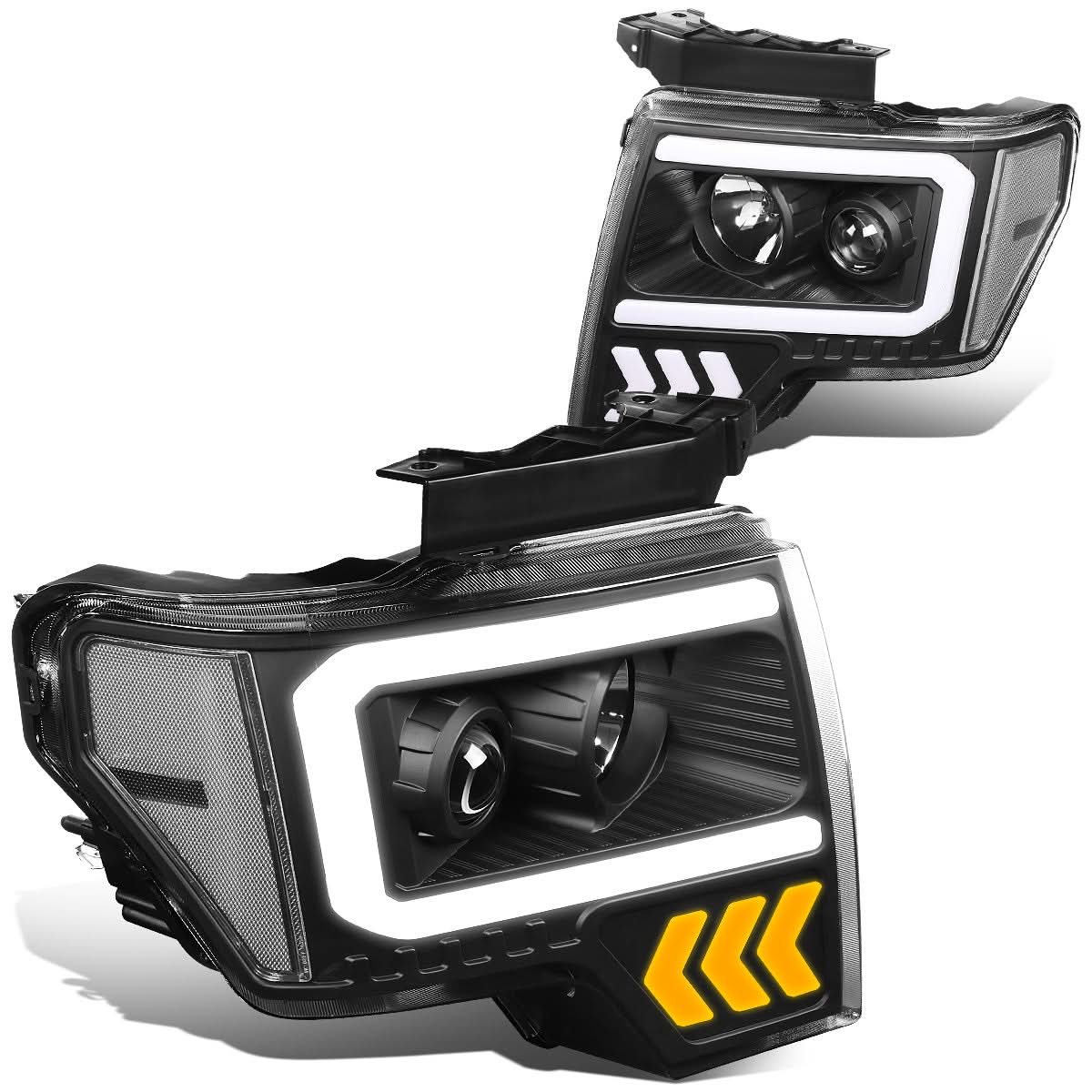 2009-2014 Ford F-150 LED DRL Projector Headlights Black Housing