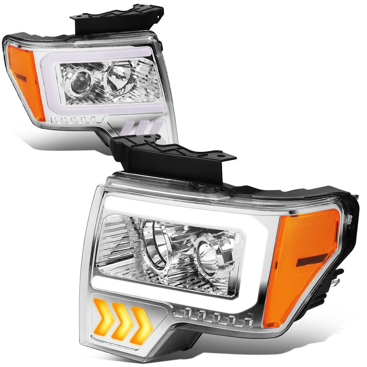09-14 Ford F-150 LED DRL Projector Headlights Chrome Housing