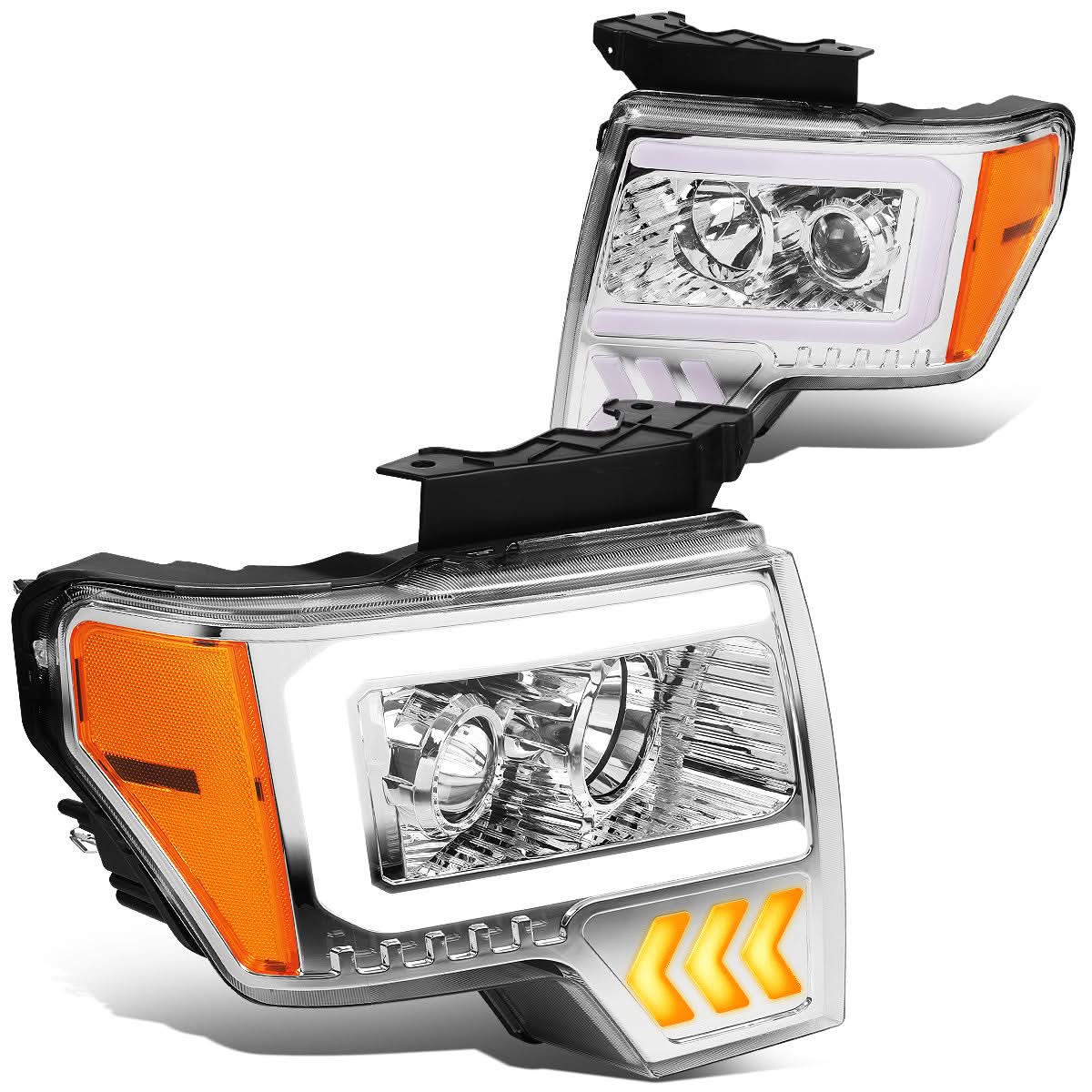 09-14 Ford F-150 LED DRL Projector Headlights Chrome Housing
