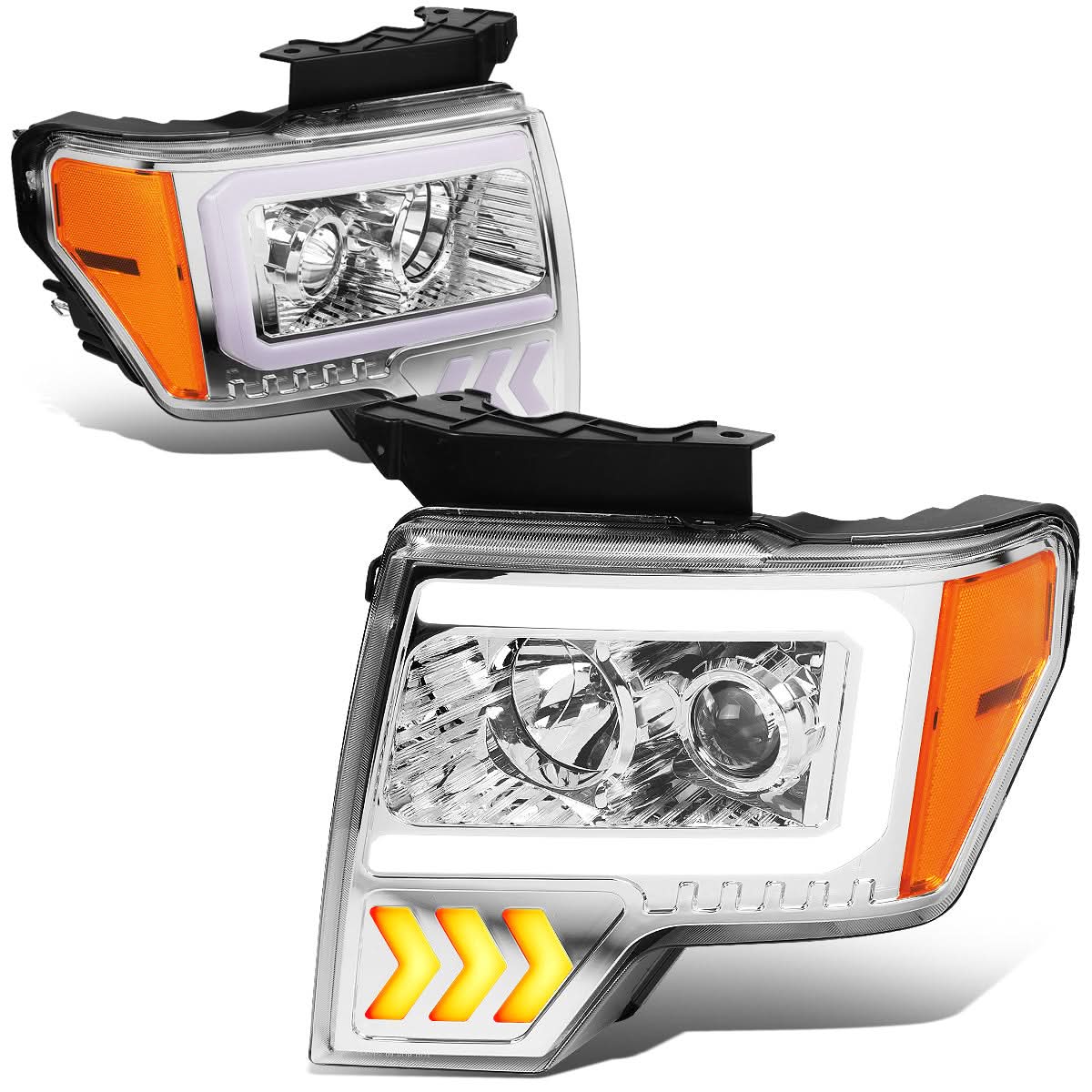 09-14 Ford F-150 LED DRL Projector Headlights Chrome Housing
