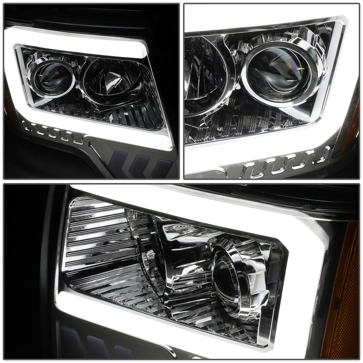 09-14 Ford F-150 LED DRL Projector Headlights Chrome Housing