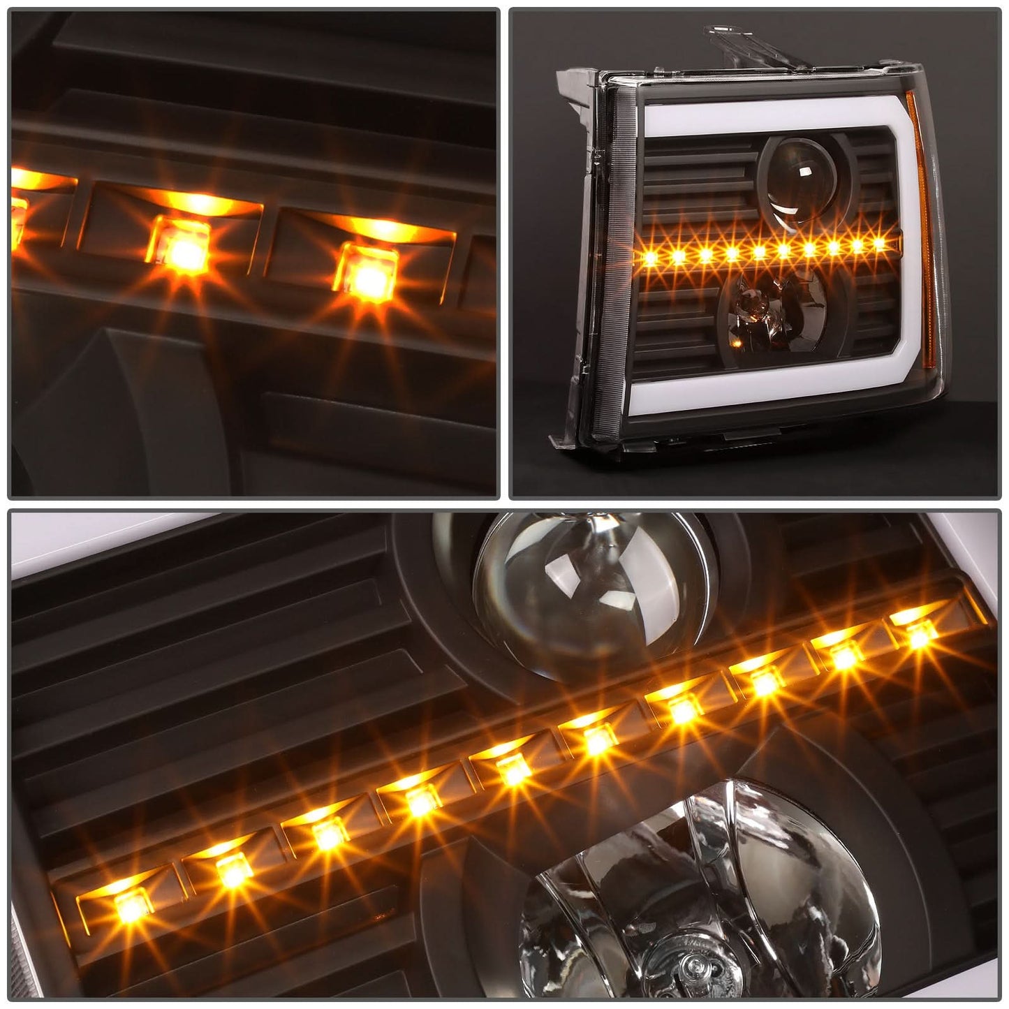 07-13 GMC Sierra 1500 / 07-14 Sierra 2500 3500 C-Bar LED DRL Headlights
