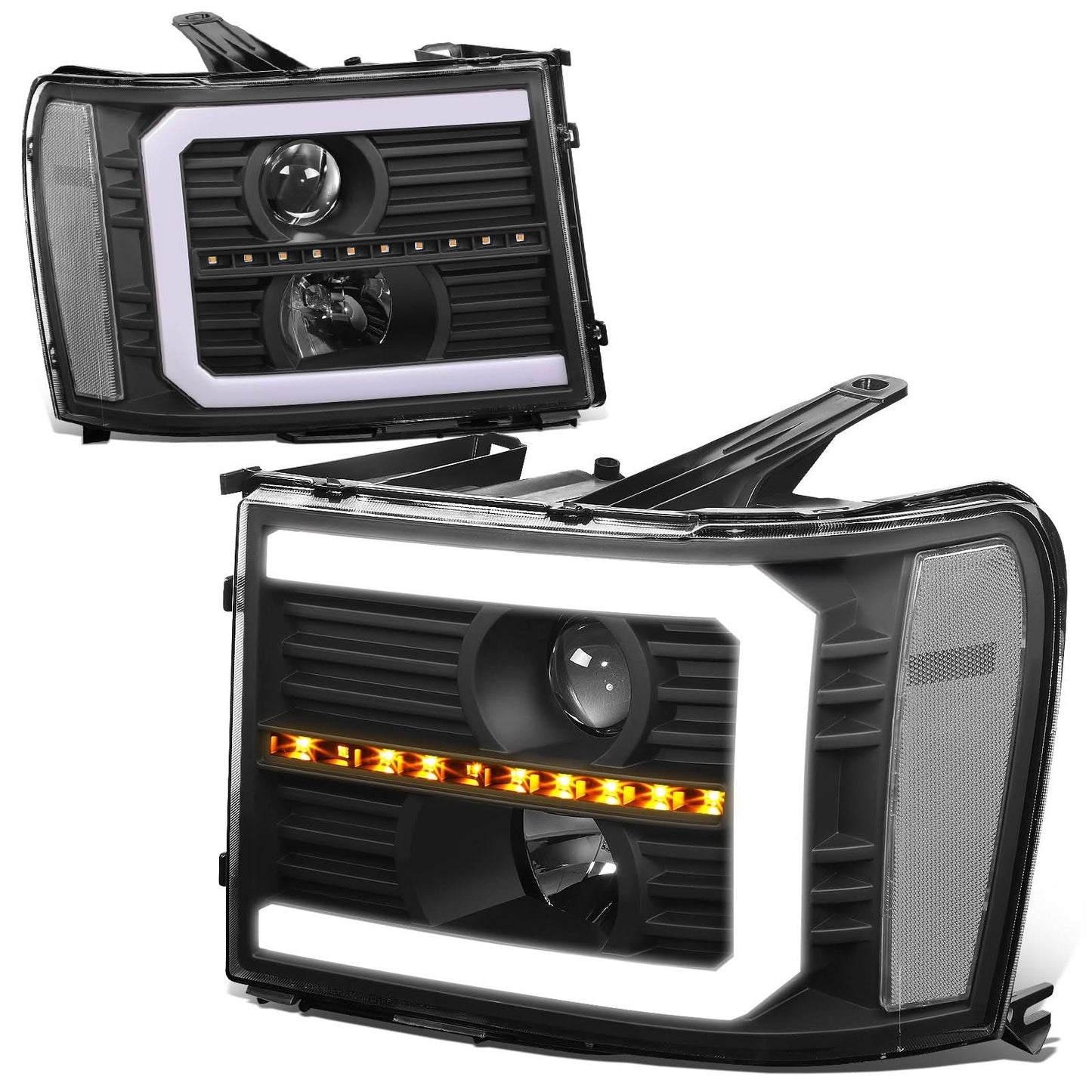 2007-2014 GMC Sierra C-Bar LED DRL Sequential Headlights Black