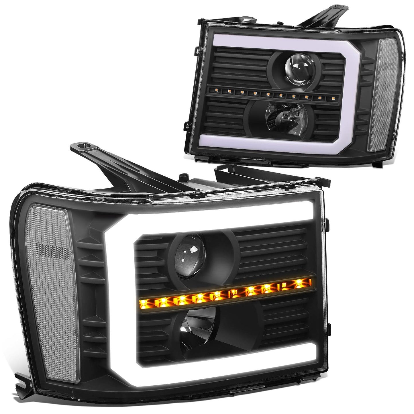 2007-2014 GMC Sierra C-Bar LED DRL Sequential Headlights Black