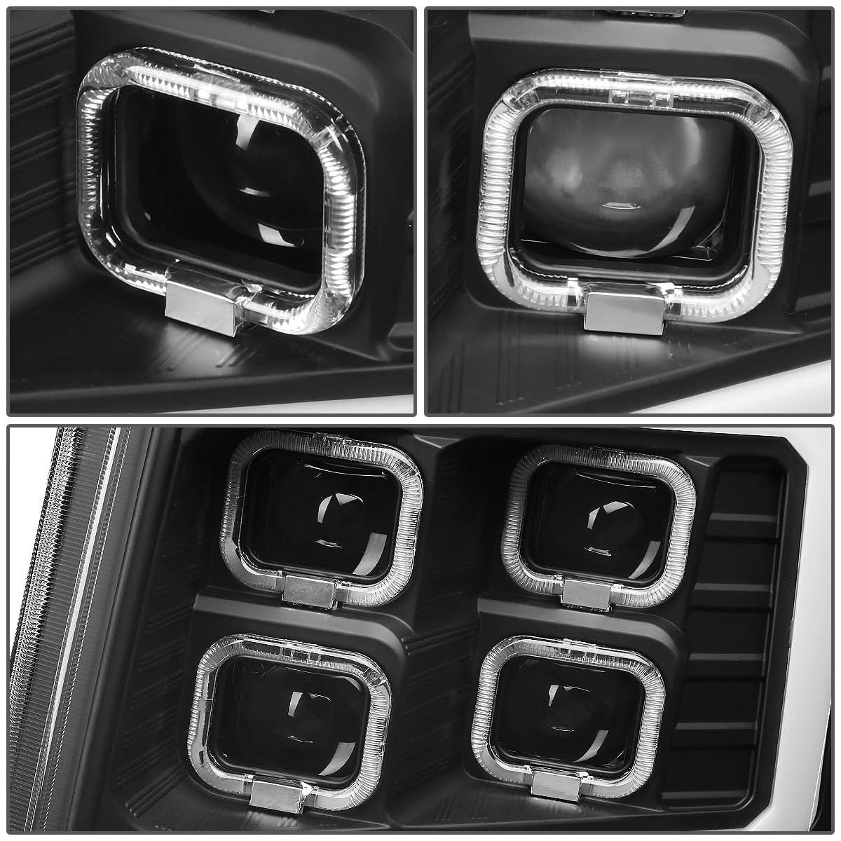 09-14 Ford F-150 Projector LED DRL Halo Headlights Black Housing