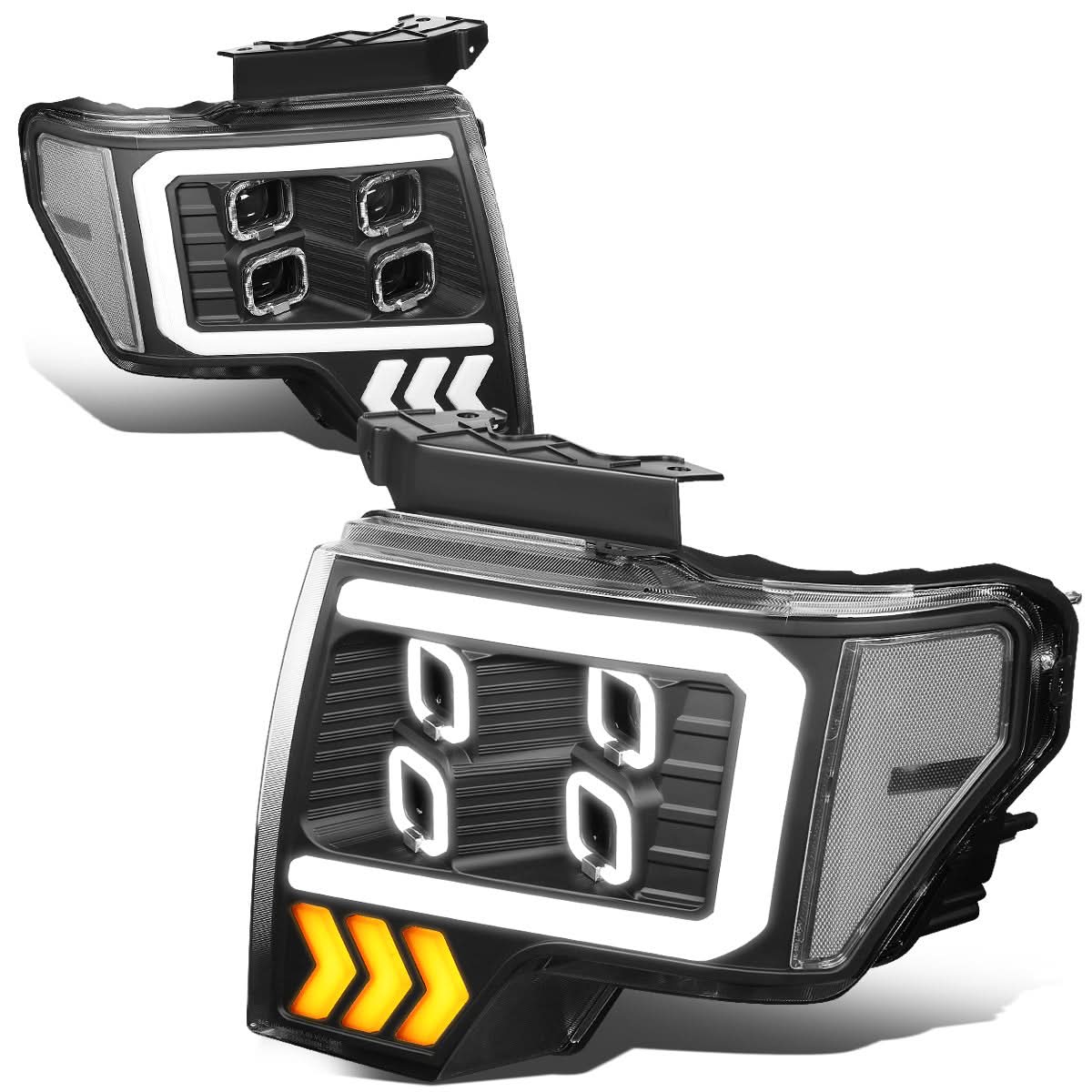 2009-2014 Ford F-150 Quad LED DRL Halo Ring Projector Headlights