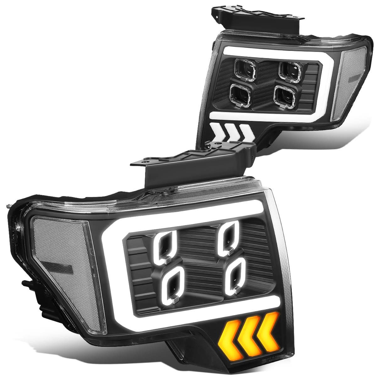 2009-2014 Ford F-150 Quad LED DRL Halo Ring Projector Headlights