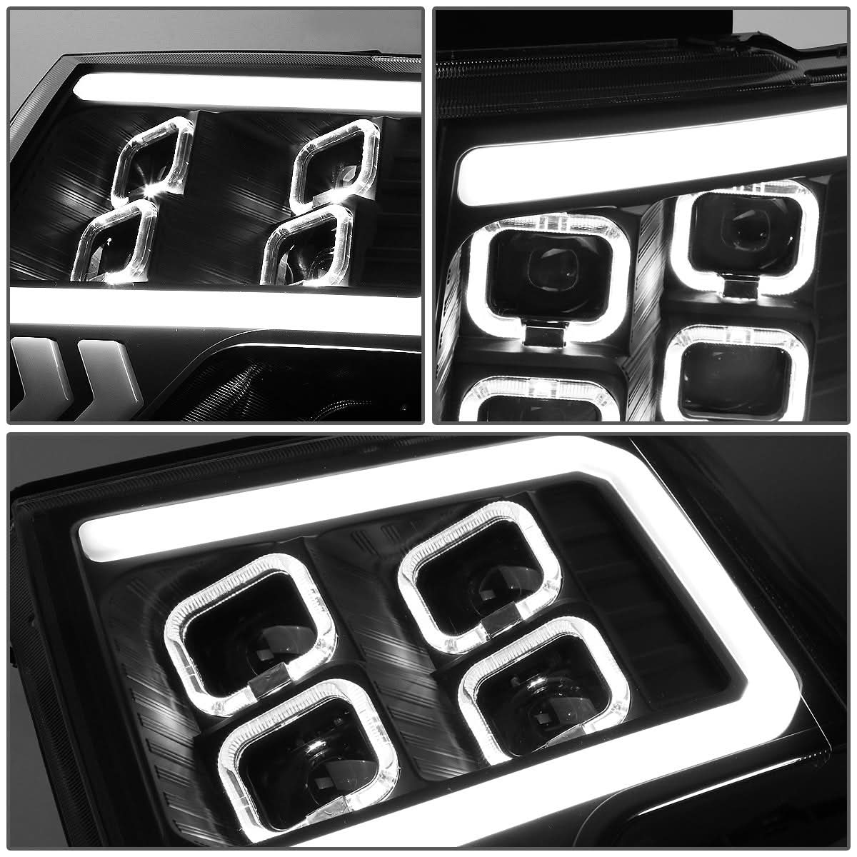 2009-2014 Ford F-150 Quad LED DRL Halo Ring Projector Headlights
