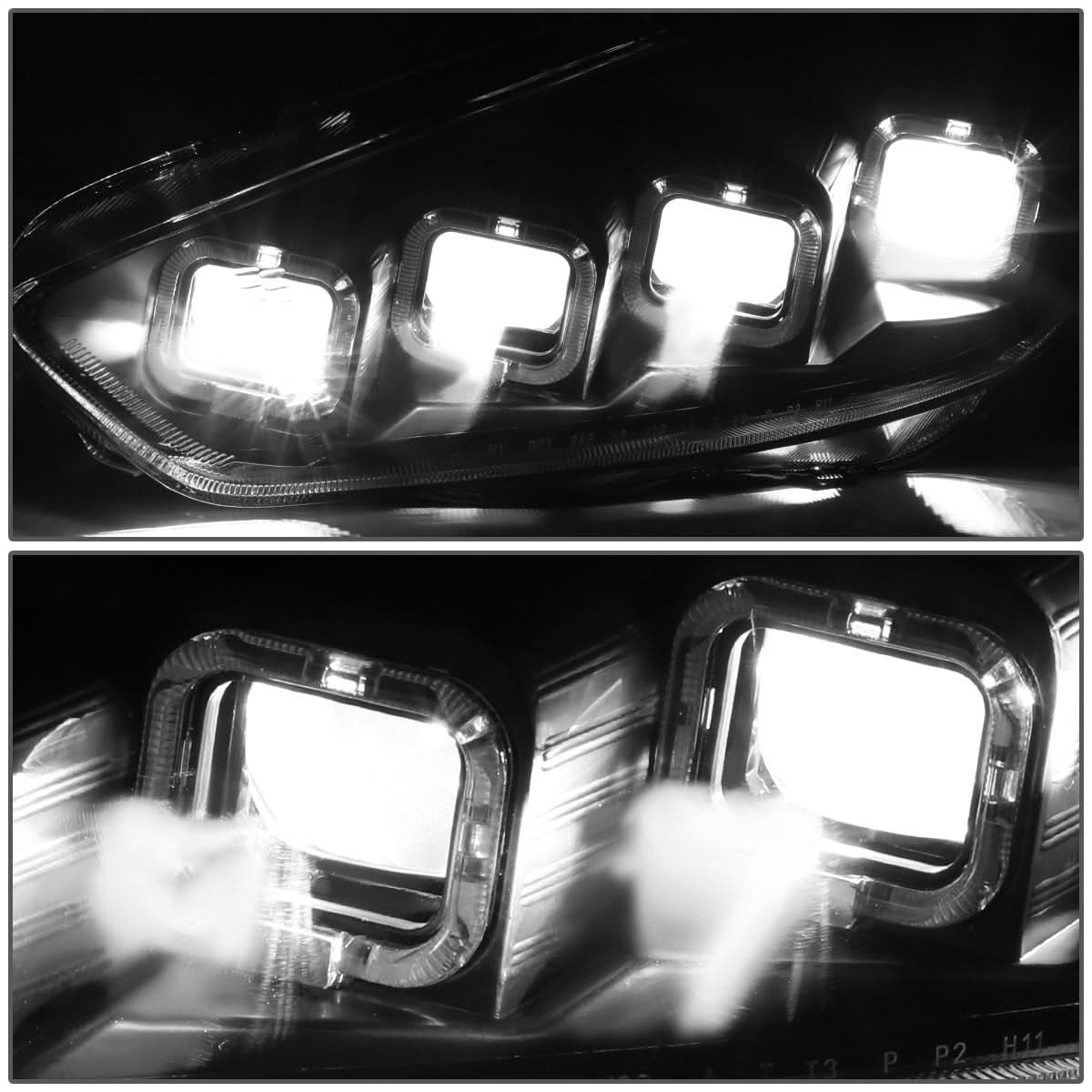 15-18 Ford Focus Sequential Halo Projector Headlights Black Housing