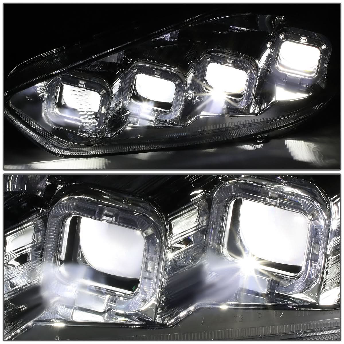 2015-2018 Ford Focus Sequential Halo Projector Headlights Chrome