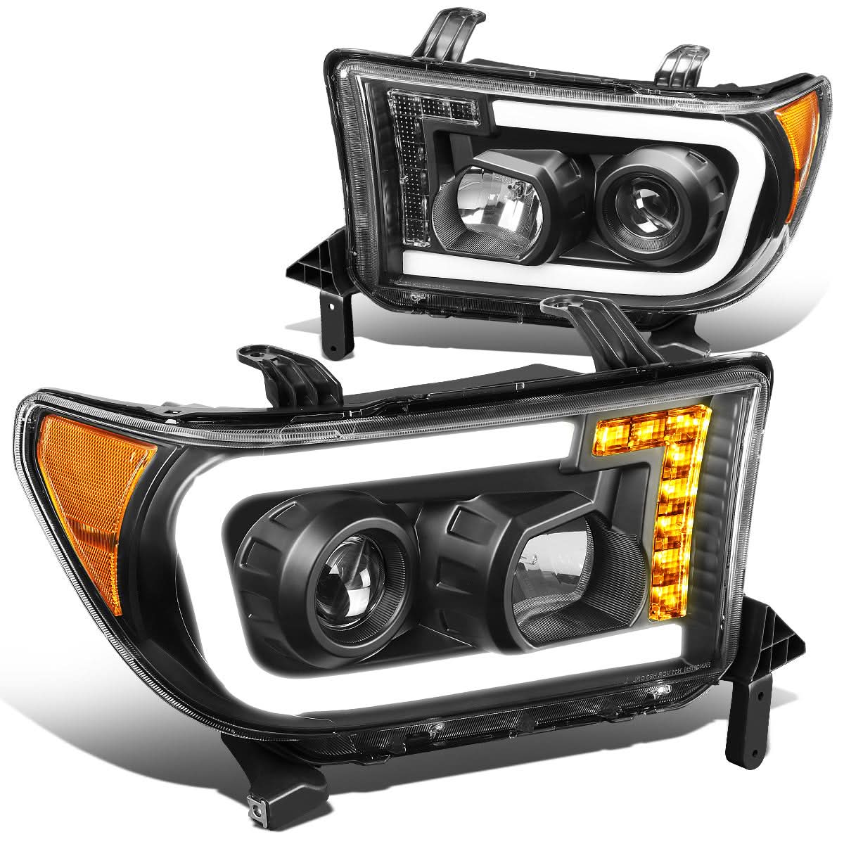 2008-2017 Toyota Sequoia/Tundra LED DRL Projector Headlights Black