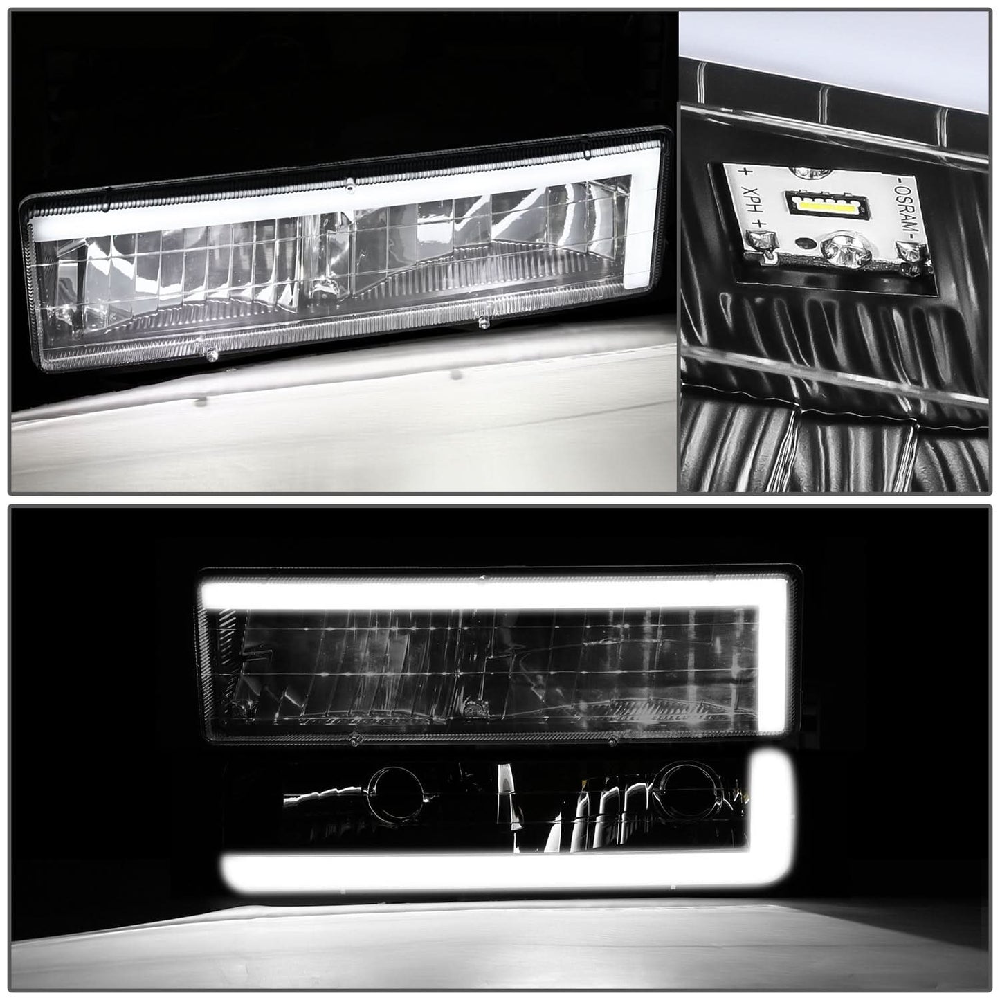 94-00 GMC C/K Series Yukon Suburban Clear LED Bar Headlights