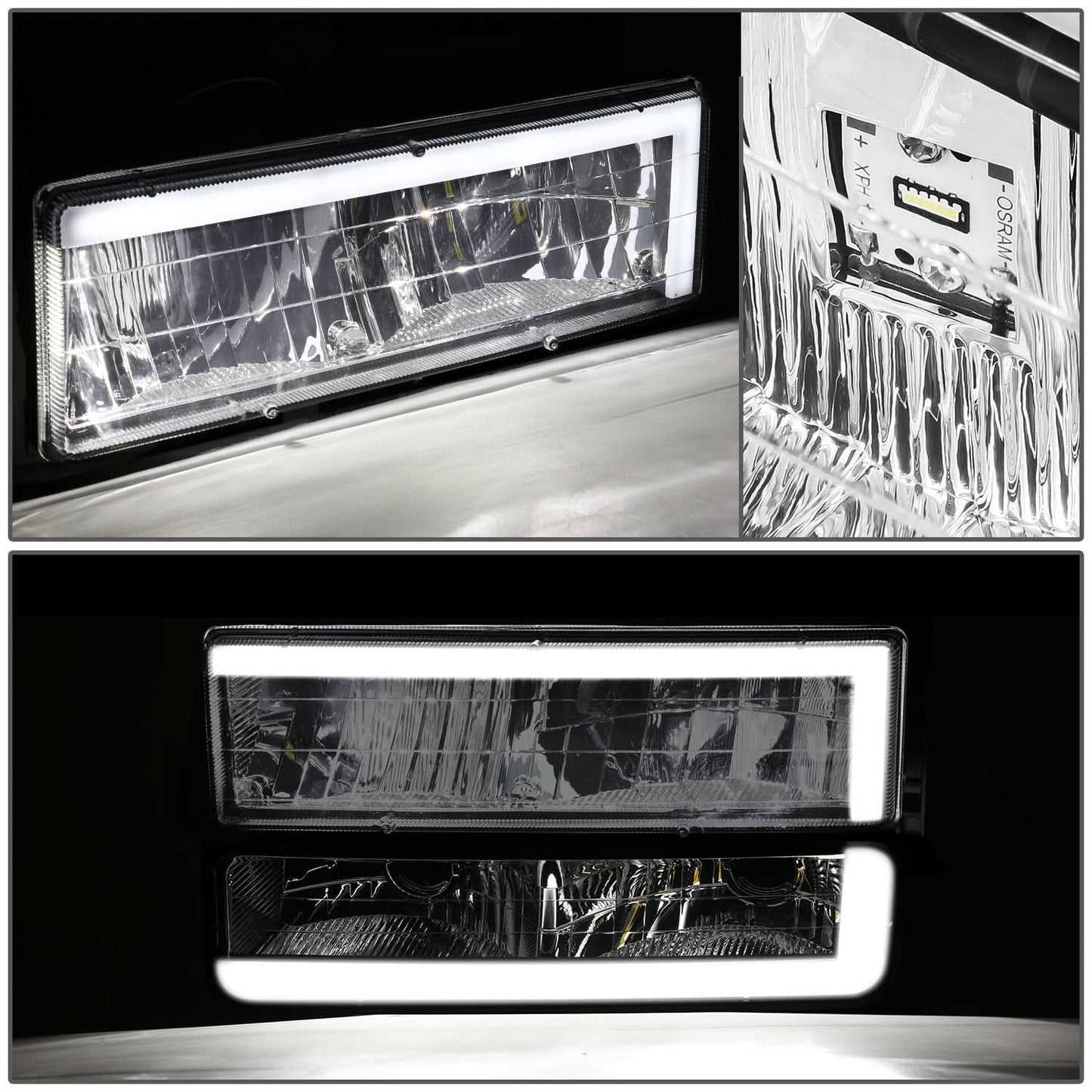 94-00 GMC C/K Series Suburban Yukon Clear LED Bar Headlights
