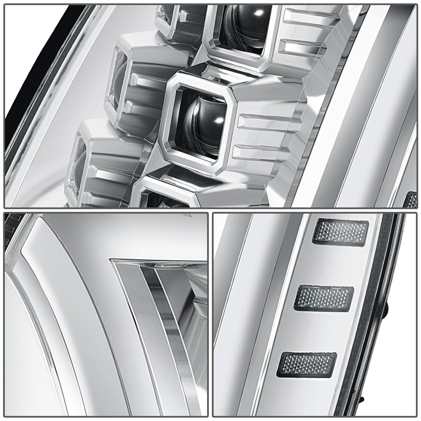 2007-2014 Cadillac Escalade Projector LED Switchback Headlights Chrome