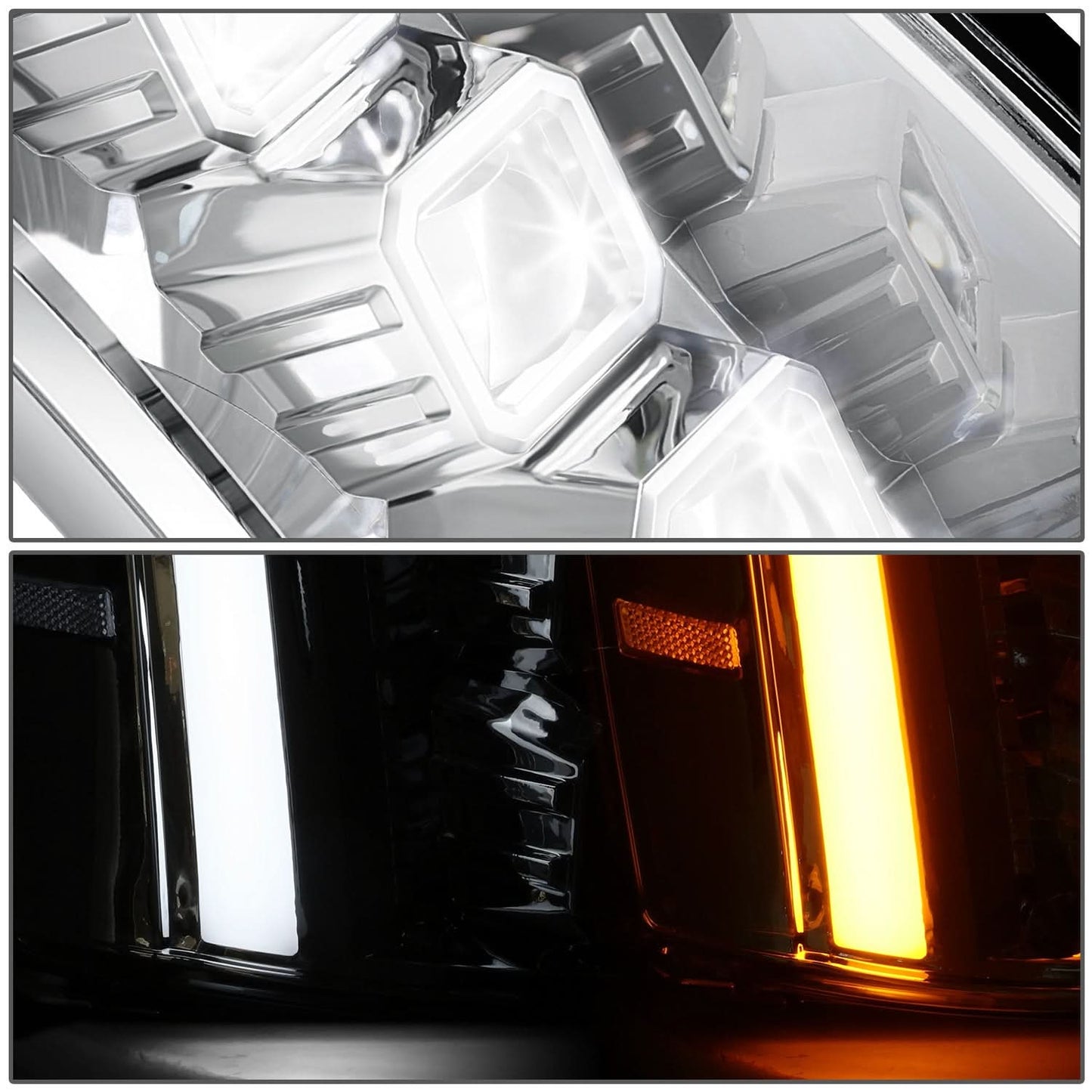 2007-2014 Cadillac Escalade Projector LED Switchback Headlights Chrome