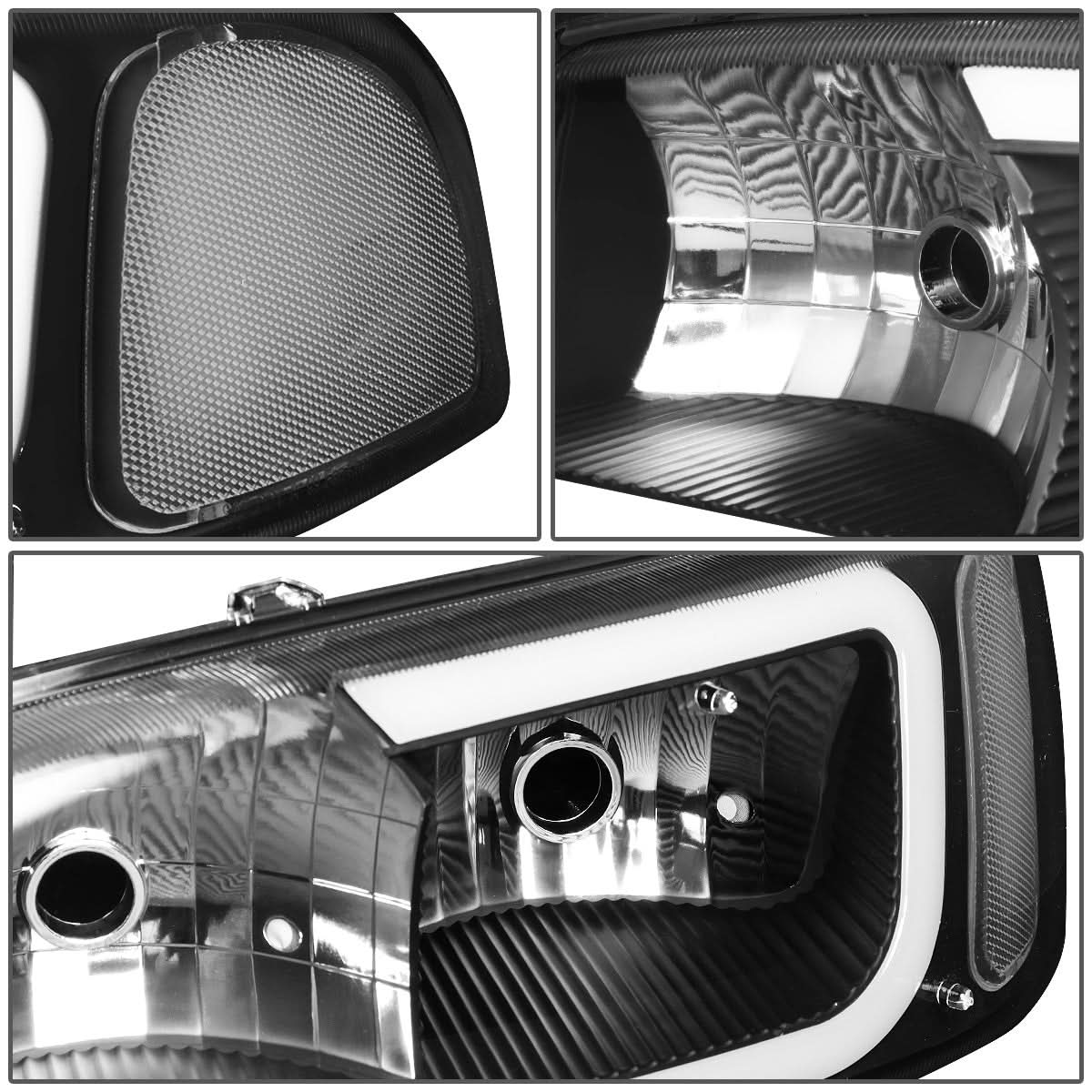 00-07 GMC Yukon Sierra LED DRL Headlights Black Housing Clear Corner