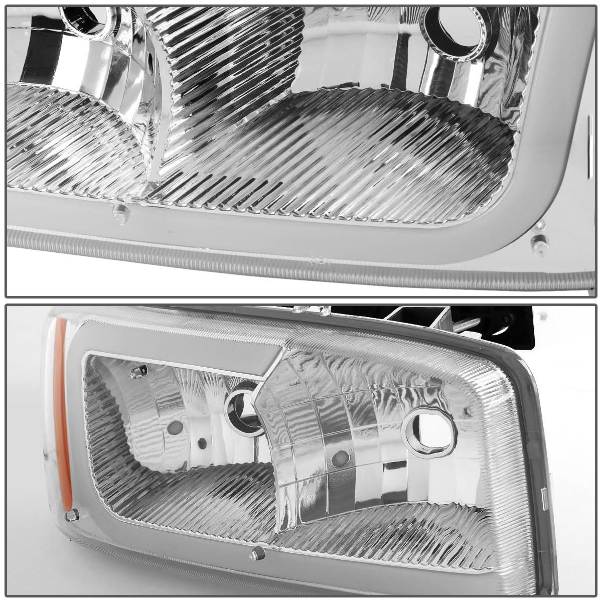 00-07 GMC Yukon Sierra LED DRL Headlights Chrome Housing Amber Corner