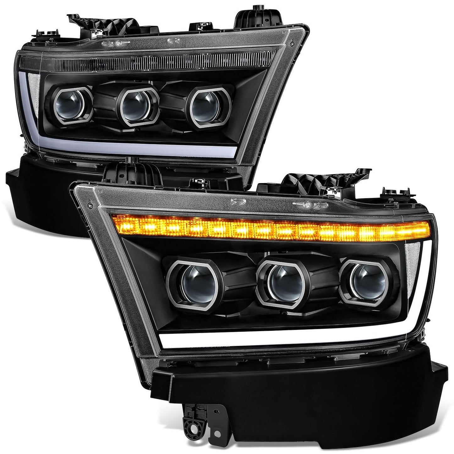 2019-2024 RAM 1500 OE Style Headlights - Black Housing Clear Corner