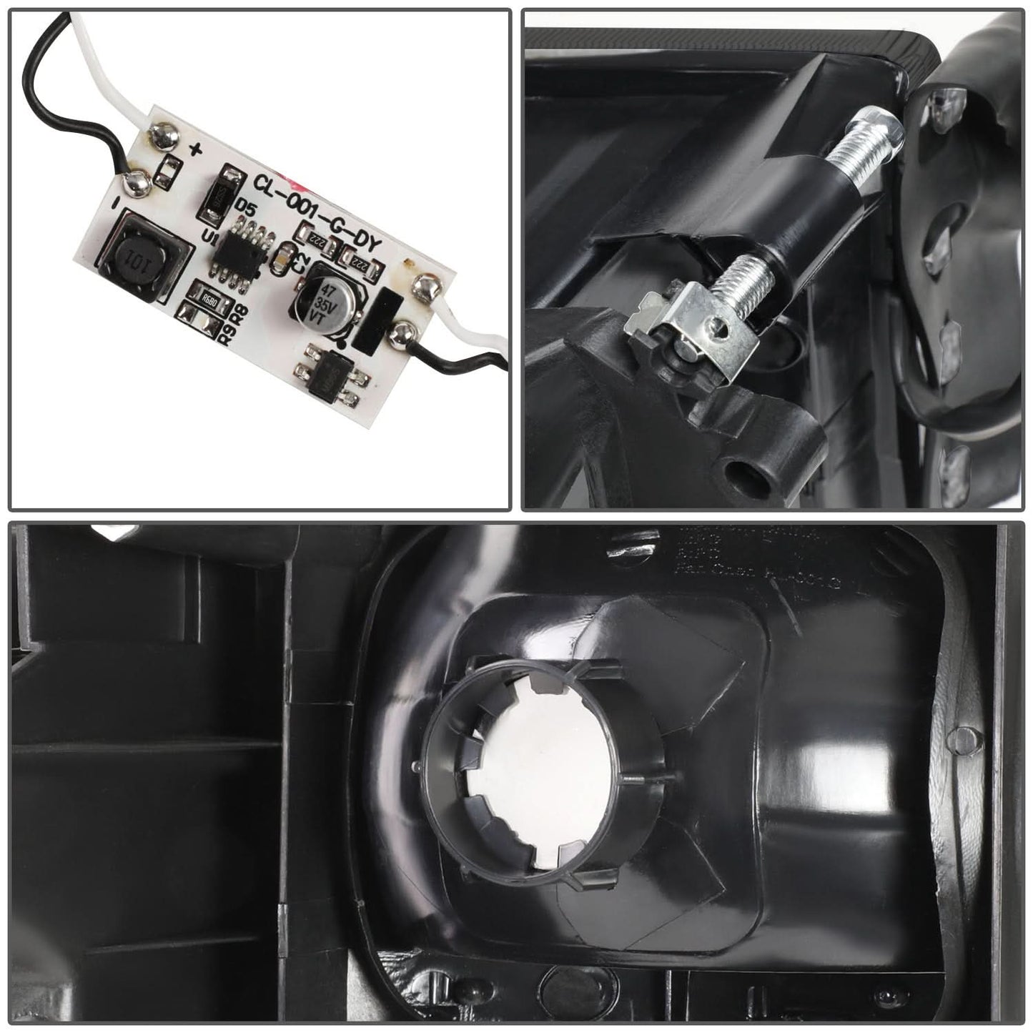 94-02 Dodge Ram LED DRL Headlights Black Housing Smoke Lens