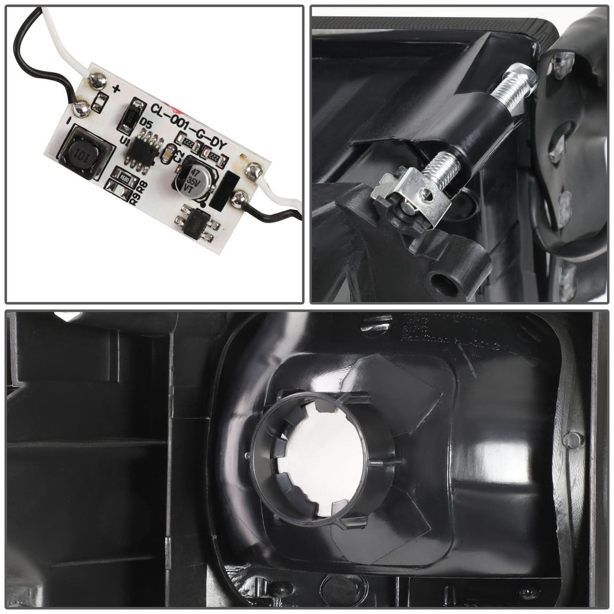 94-02 Dodge Ram LED DRL Headlights - Black Housing Smoke Lens