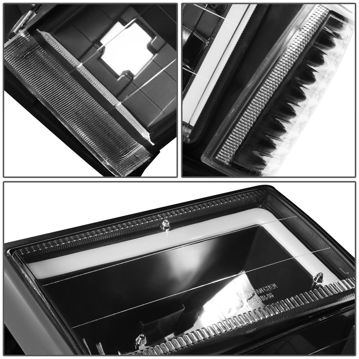 91-94 Ford Explorer LED DRL Headlights Black Housing Clear Corner