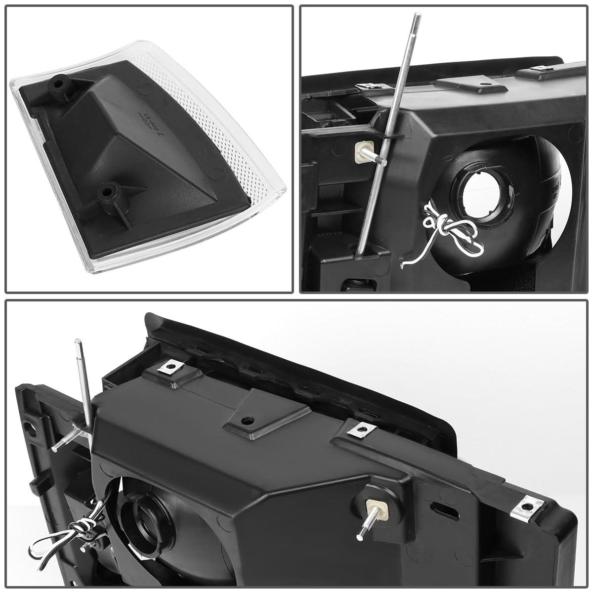 91-94 Ford Explorer LED DRL Headlights Black Housing Clear Corner