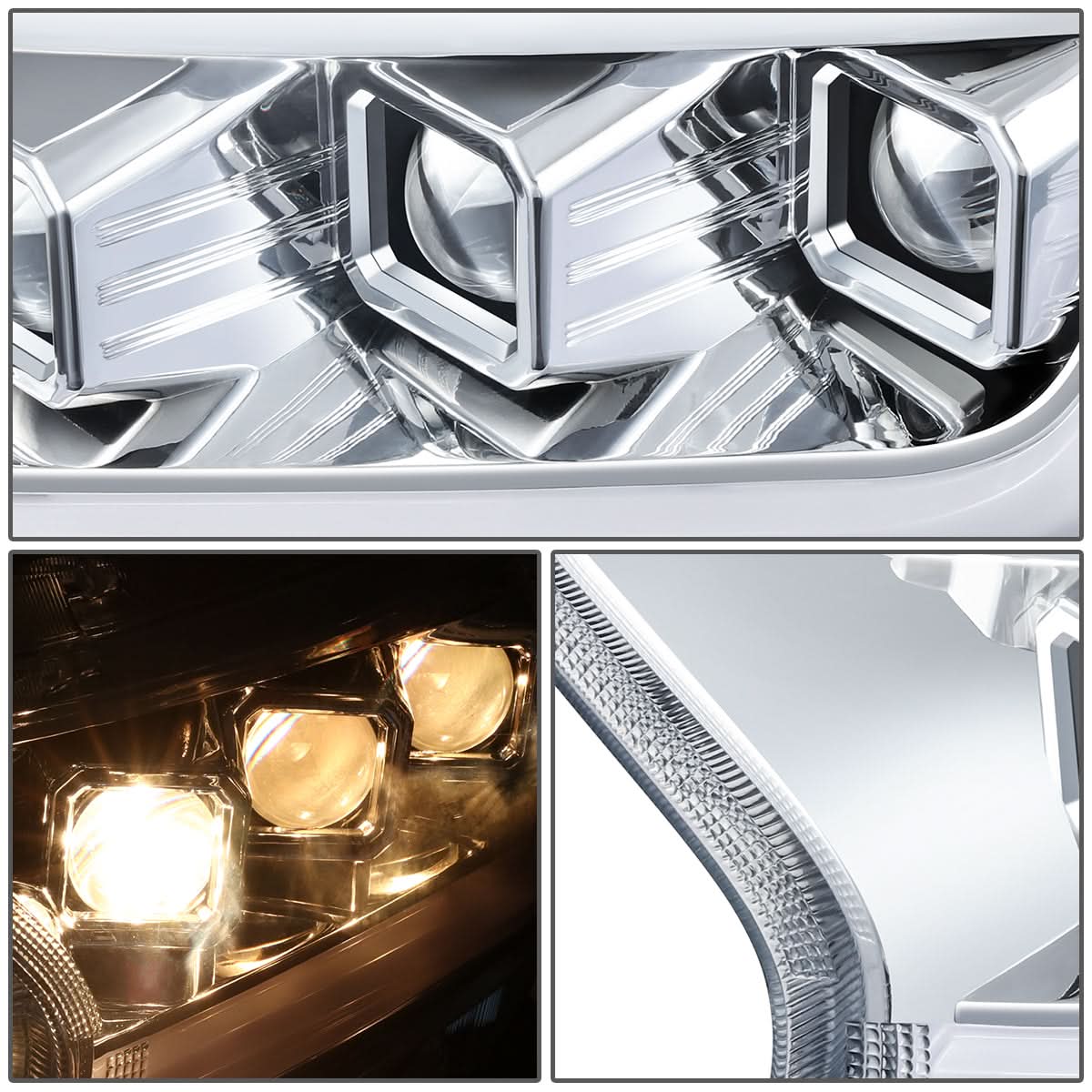 2019-2023 Ford Ranger LED DRL Chrome Headlights with Clear Corners