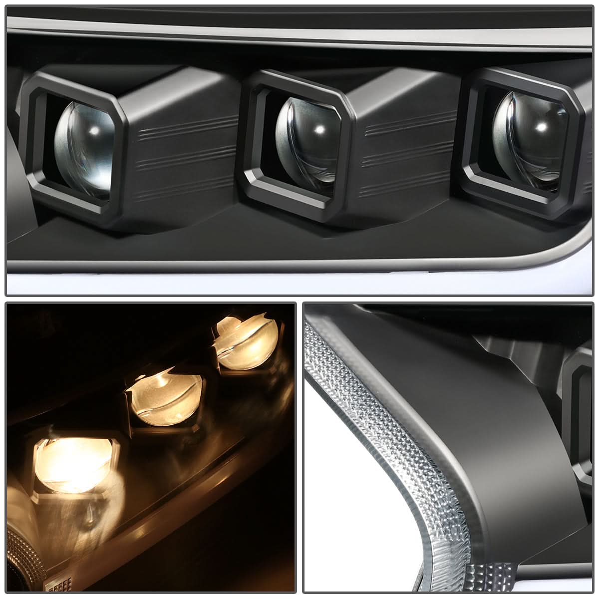 2019-2023 Ford Ranger LED DRL Headlights - Black Housing Clear Corner