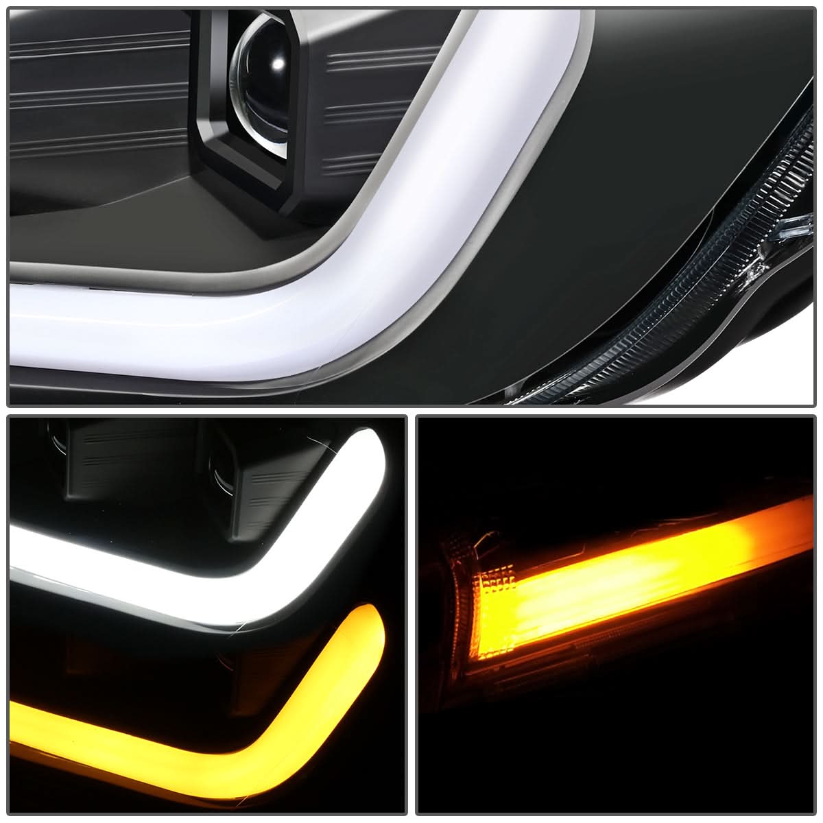 2019-2023 Ford Ranger LED DRL Headlights - Black Housing Clear Corner