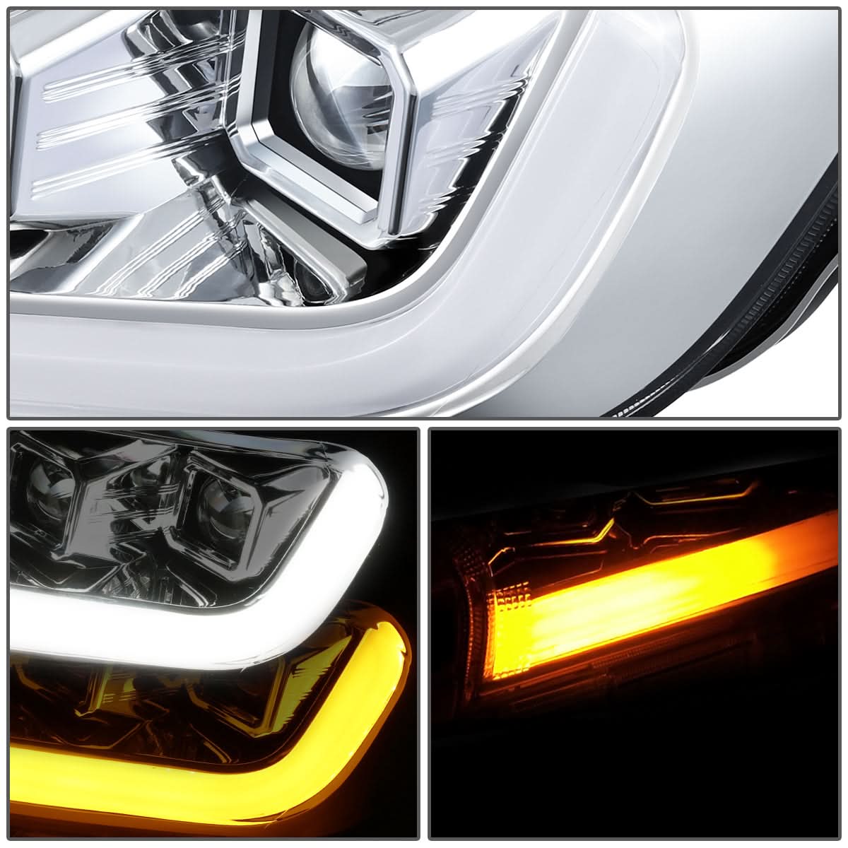 2019-2023 Ford Ranger LED DRL Headlights - Chrome Housing Clear Corner